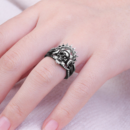 Gnoce Black Skull Stackable Ring_4