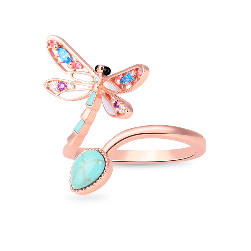 Turquoise Dragonfly Adjustable Ring_2