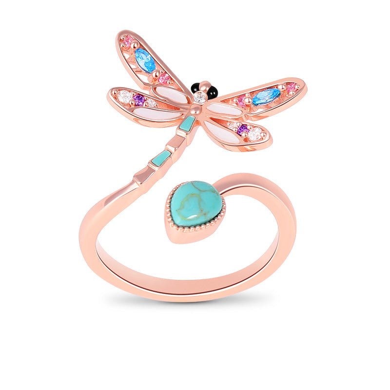 Turquoise Dragonfly Adjustable Ring_1