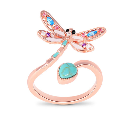 Turquoise Dragonfly Adjustable Ring_1