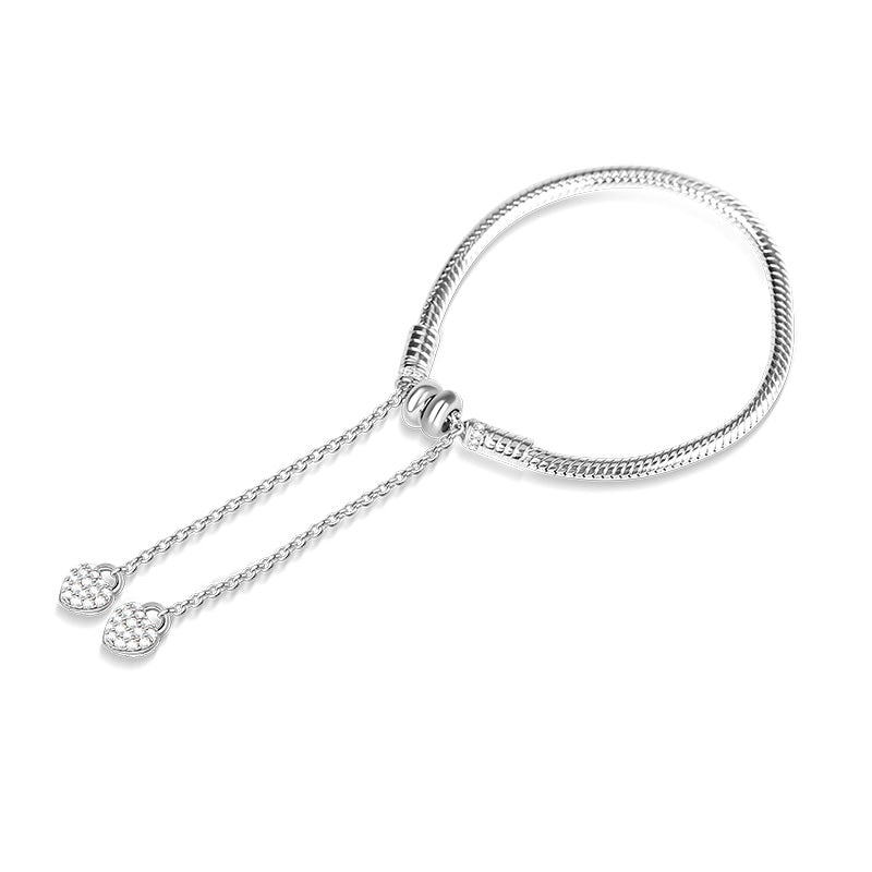 Gnoce Adjustable Double Hearts Bracelet Platinum-plated Silver Blend_2
