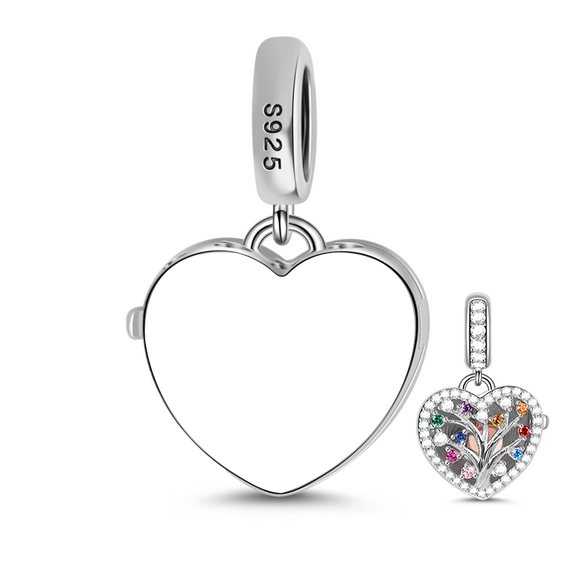 Gnoce "Cuore Nel Cuore" Ciondolo Inciso Personalizzato Albero della Vita in Argento S925 Per Bracciale