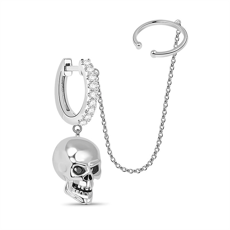 Gnoce Black Eye Skull Clip Hoop Earring Platinum-plated Silver Blend_1