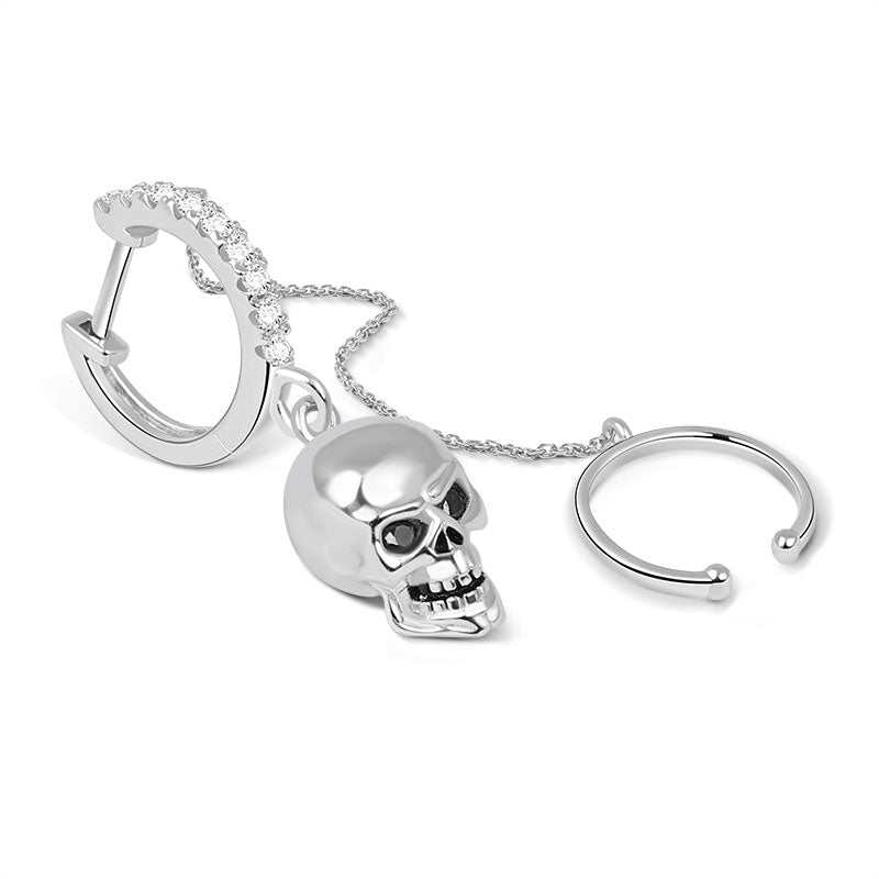 Gnoce Black Eye Skull Clip Hoop Earring Platinum-plated Silver Blend_2