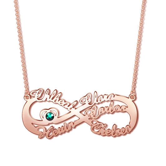 Gnoce "Infinity Love" 18K Rose Gold Plated Personalized Infinity Necklace with Birthstone_1