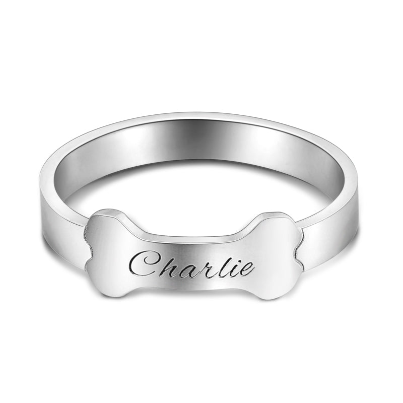 Gnoce "Pet love" Personalized Name Ring 925 Sterling Silver For Pet Lover_3