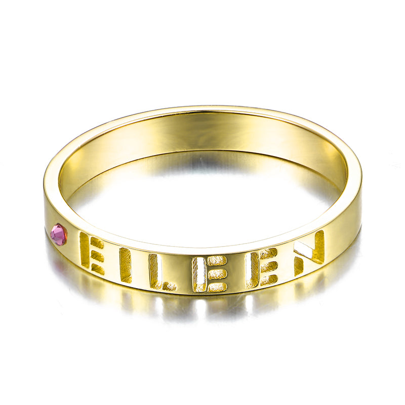 Gnoce "I Am Yours" 925 Sterling Silver Birthstone Name Ring_2