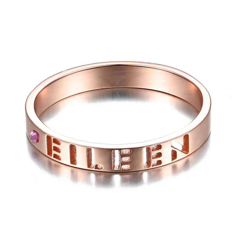 Gnoce "I Am Yours" 925 Sterling Silver Birthstone Name Ring_1