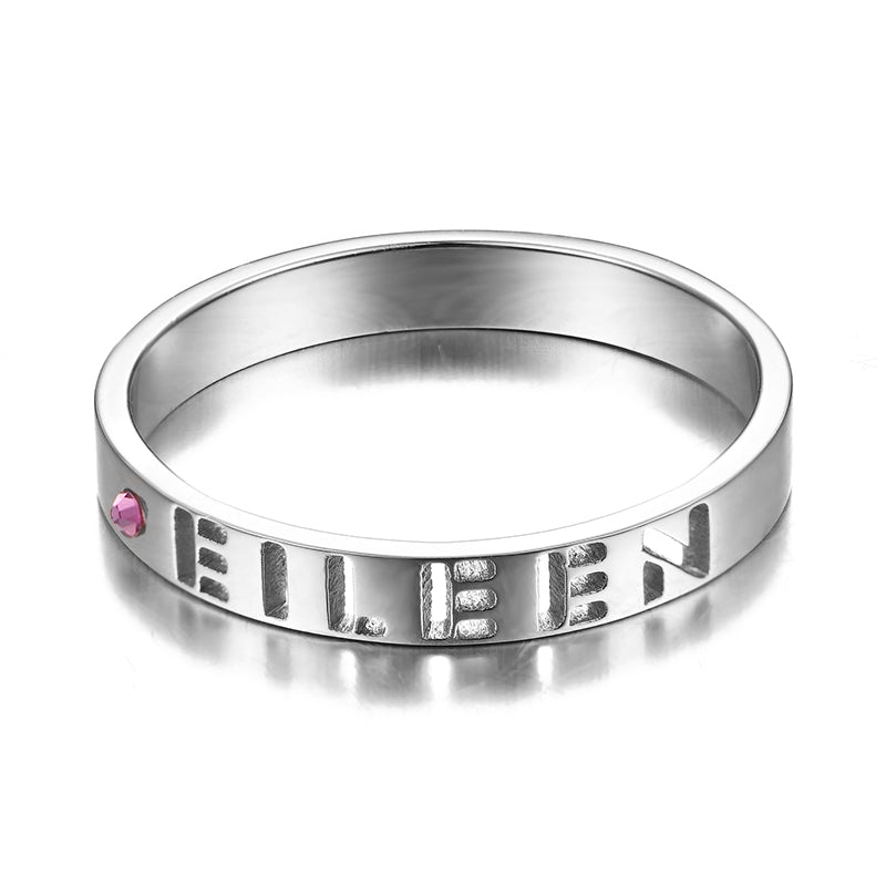 Gnoce "I Am Yours" 925 Sterling Silver Birthstone Name Ring_3