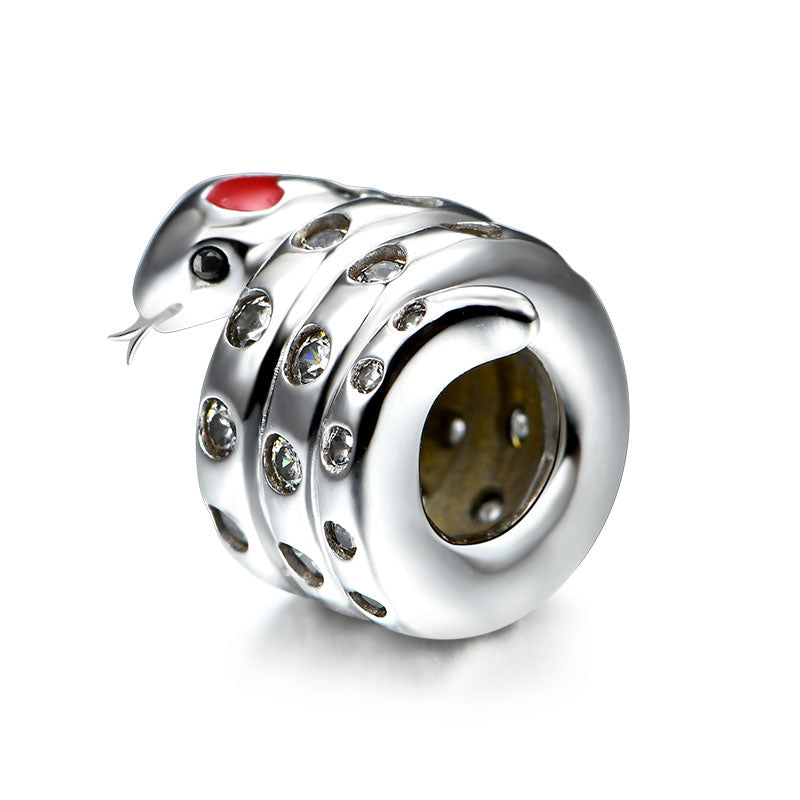 Gnoce "Propitious And Lucky" 925 Sterling Silver Snake Charm Bead_2