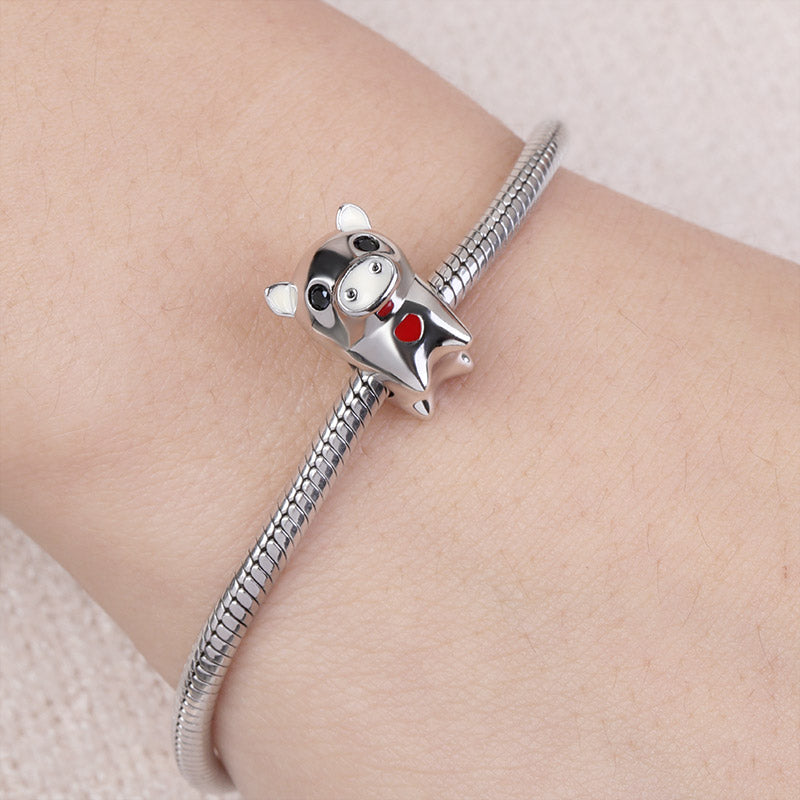 Gnoce "Bring You Happiness and Wealth" Pig-Shaped 925 Sterling Silver Charm Bead_3
