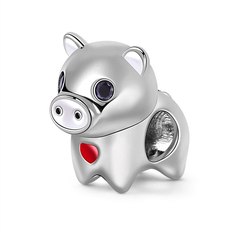 Gnoce "Bring You Happiness and Wealth" Pig-Shaped 925 Sterling Silver Charm Bead_2