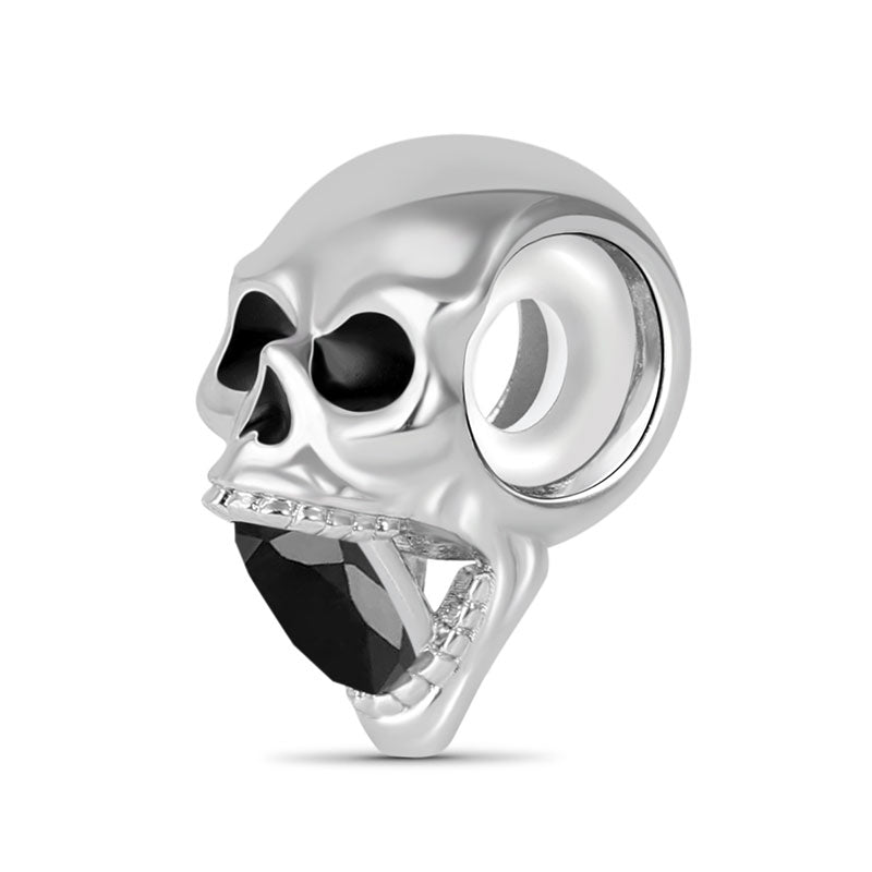Shouting Skull Charm Stopper Bead 925 Sterling Silver_2