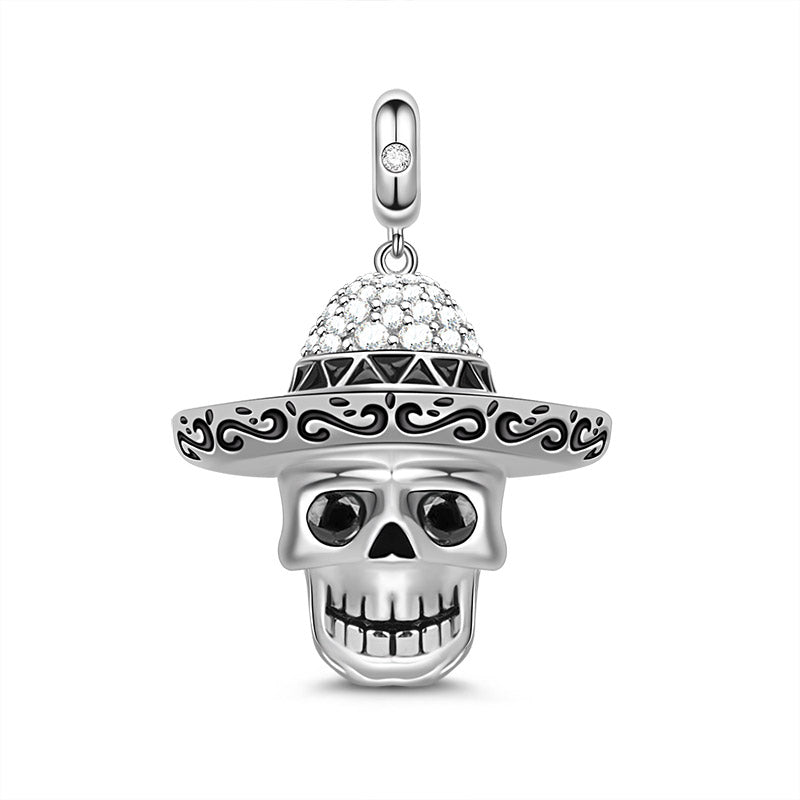 Gnoce "Sunshine of Your Love" Mexican style Skull Charm Sterling Silver Pendant with Cz_1