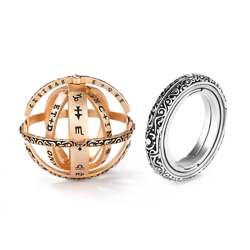 Gnoce "Look At Stars" Astronomical Sphere Ball Ring for Lovers S925 Sterling Silver_1