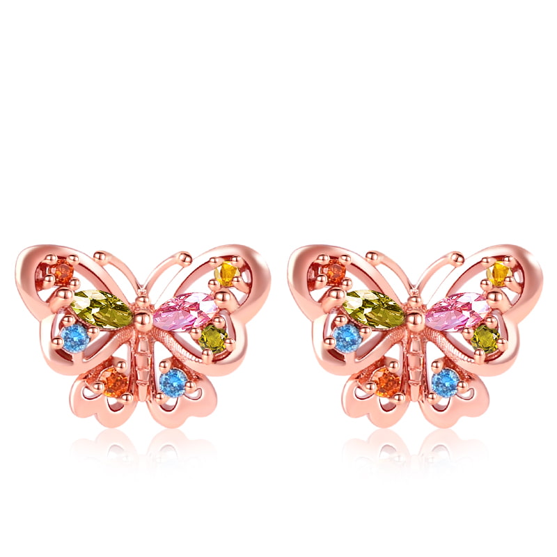 Gnoce Butterfly Rose Gold Plated Stud Earrings_1