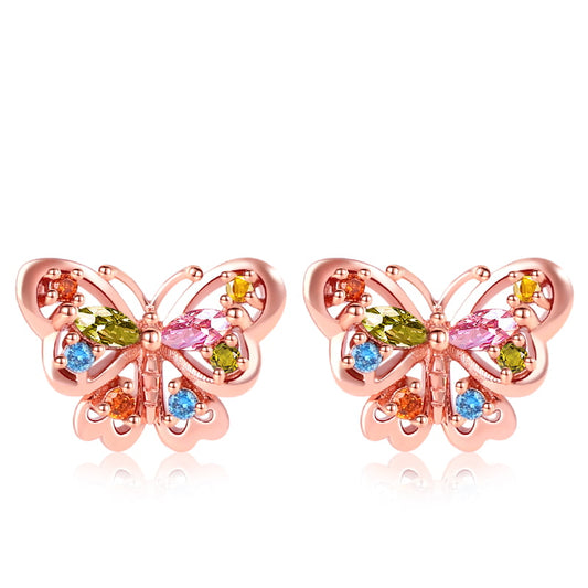 Gnoce Butterfly Rose Gold Plated Stud Earrings_1