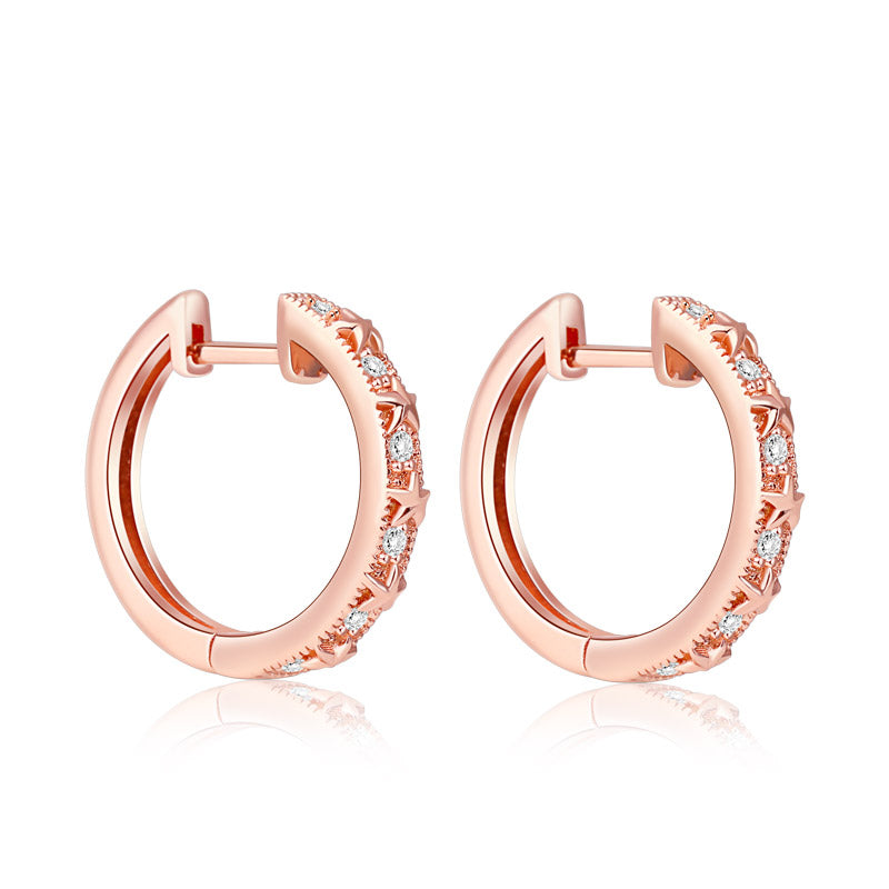 Gnoce Star Rose Gold Plated Hoop Earrings_1