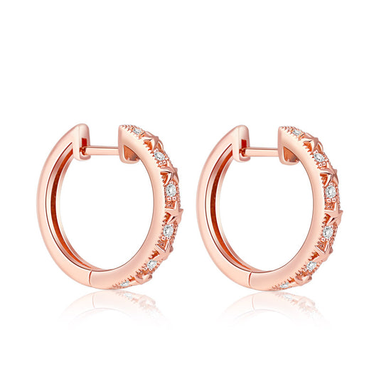 Gnoce Star Rose Gold Plated Hoop Earrings_1
