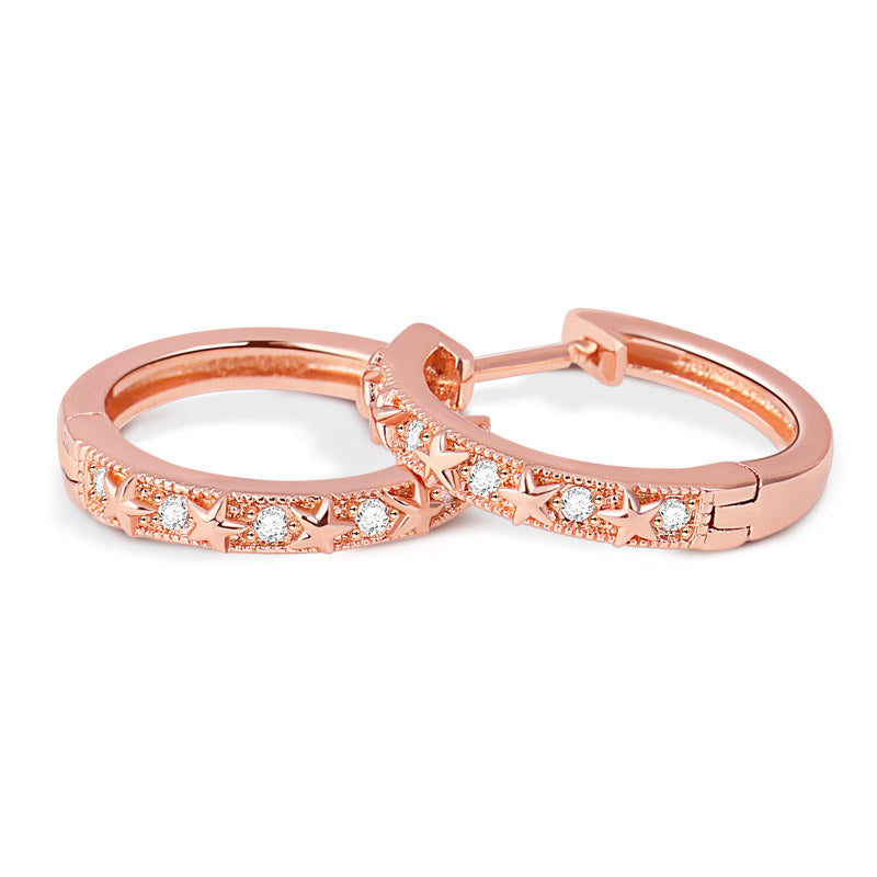 Gnoce Star Rose Gold Plated Hoop Earrings_2