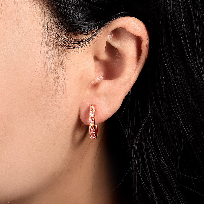 Gnoce Star Rose Gold Plated Hoop Earrings_3