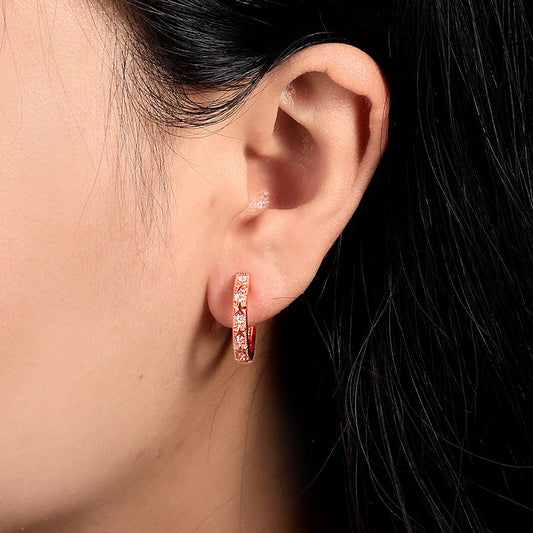Gnoce Star Rose Gold Plated Hoop Earrings_3