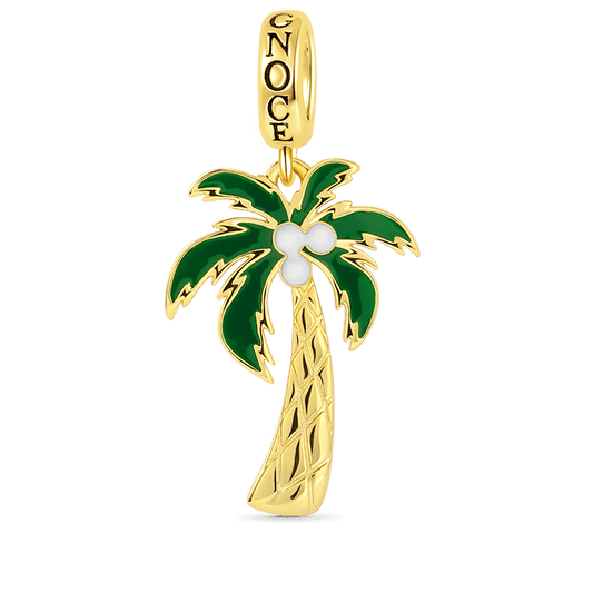 Coconut Tree Pendant Dangle Charm Sterling Silver 18k Gold Plated_1