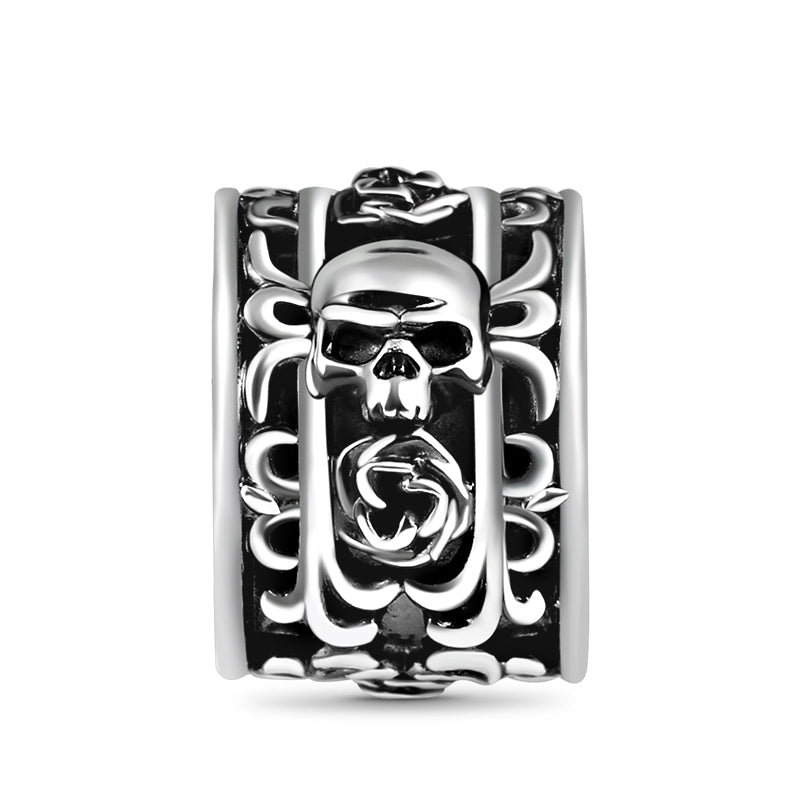 Skull & Rose Vintage Bead & Customized Classic Beads S925 Sterling Silver with Gift Copper Black Leather Men's Bracelet Jewelry for Men_2