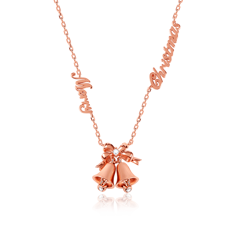 Merry Christmas Jingle Bells Necklace Sterling Silver 18k Rose Gold Plated for Christmas_1