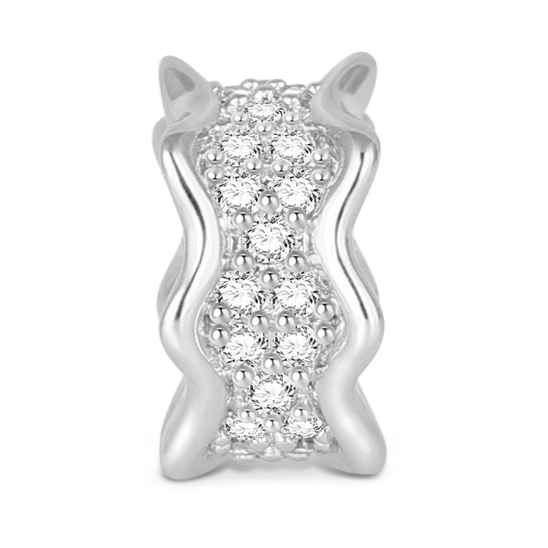 Gnoce White Zirconia Stopper Platinum-plated Silver Blend_1