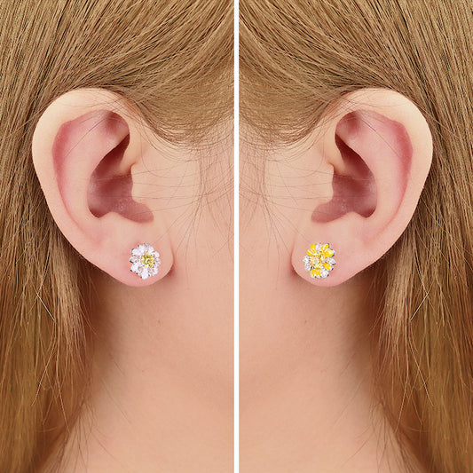 Gnoce Daisy Yellow CZ Earrings Platinum-plated Silver Blend_3