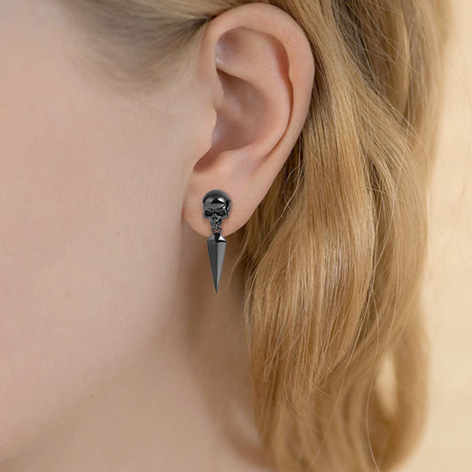 Gnoce Skull Black Plated Earrings_3
