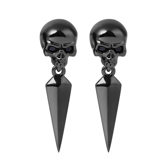 Gnoce Skull Black Plated Earrings_1