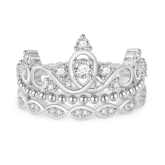 Gnoce Princess Crown Ring Set Platinum-plated Silver Blend_1