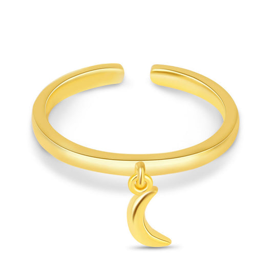 Gnoce Crescent Moon Gold Plated Open Ring_1