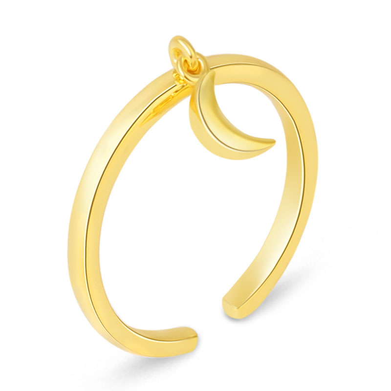 Gnoce Crescent Moon Gold Plated Open Ring_2