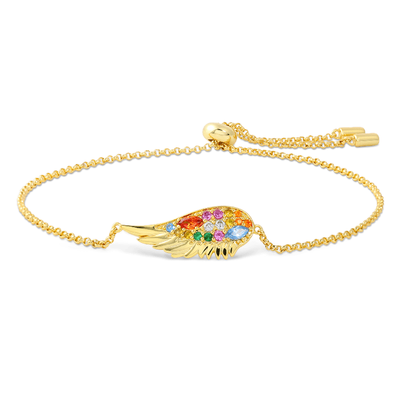 Multicolour Wings Bracelet Sterling Silver 18k Gold Plated with Multi-colored Stones_1