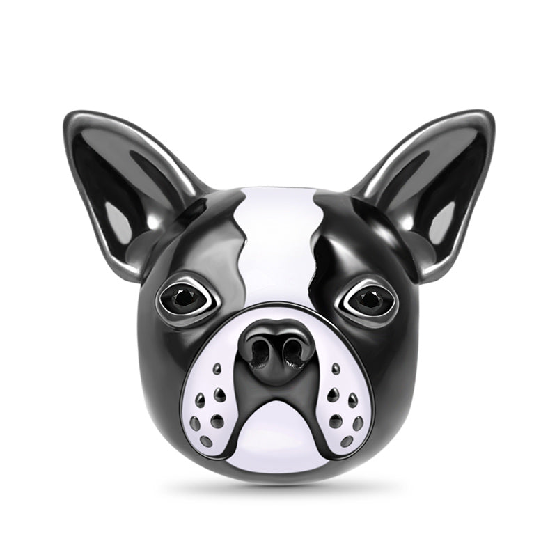 Gnoce Bulldog White Black Enameled Charm_1