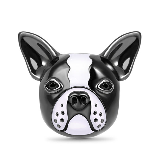 Gnoce Bulldog White Black Enameled Charm_1