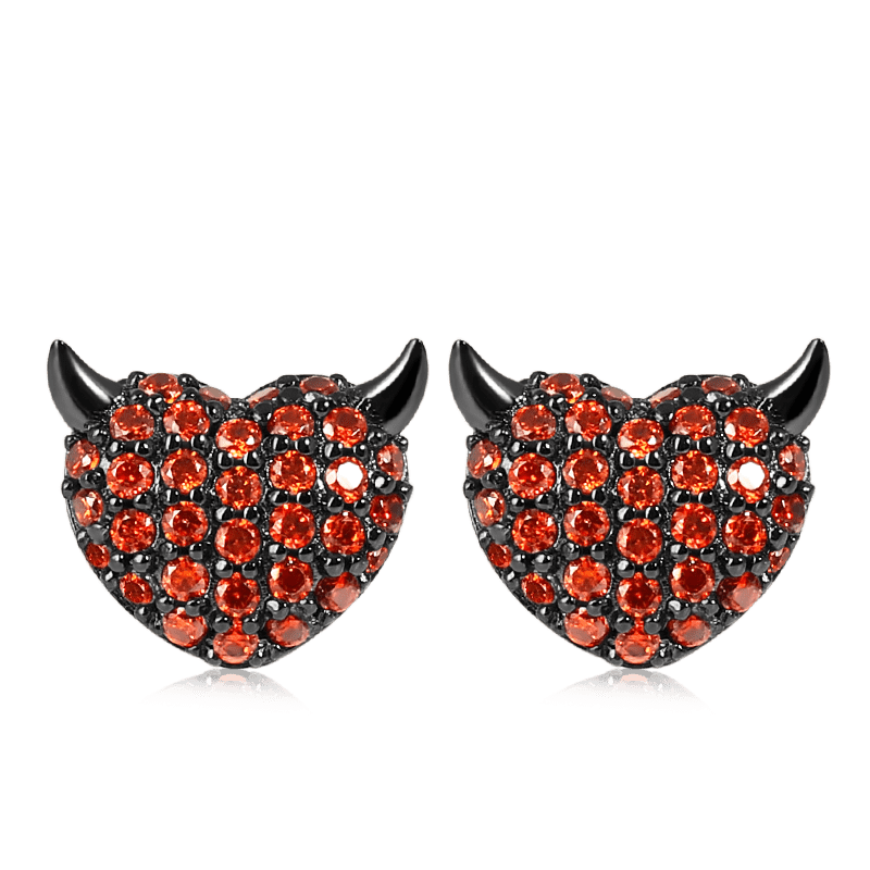 Gnoce Devil's Heart Red Stones Earstuds_1