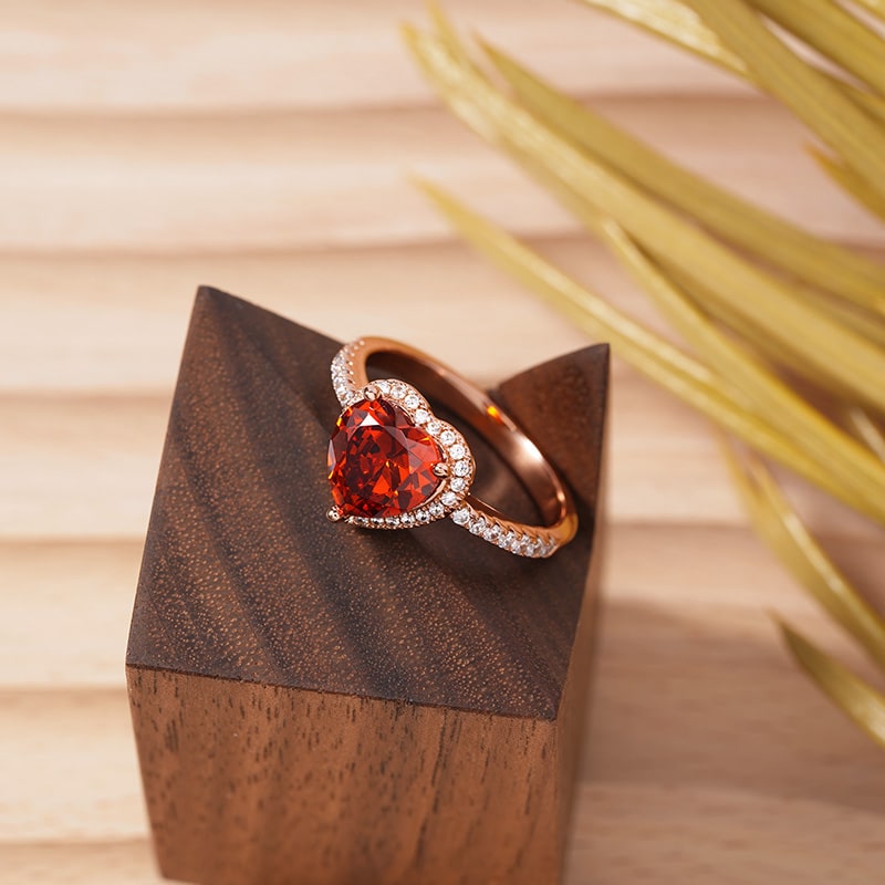 Gnoce Red Heart Shaped Halo Engagement Ring_2