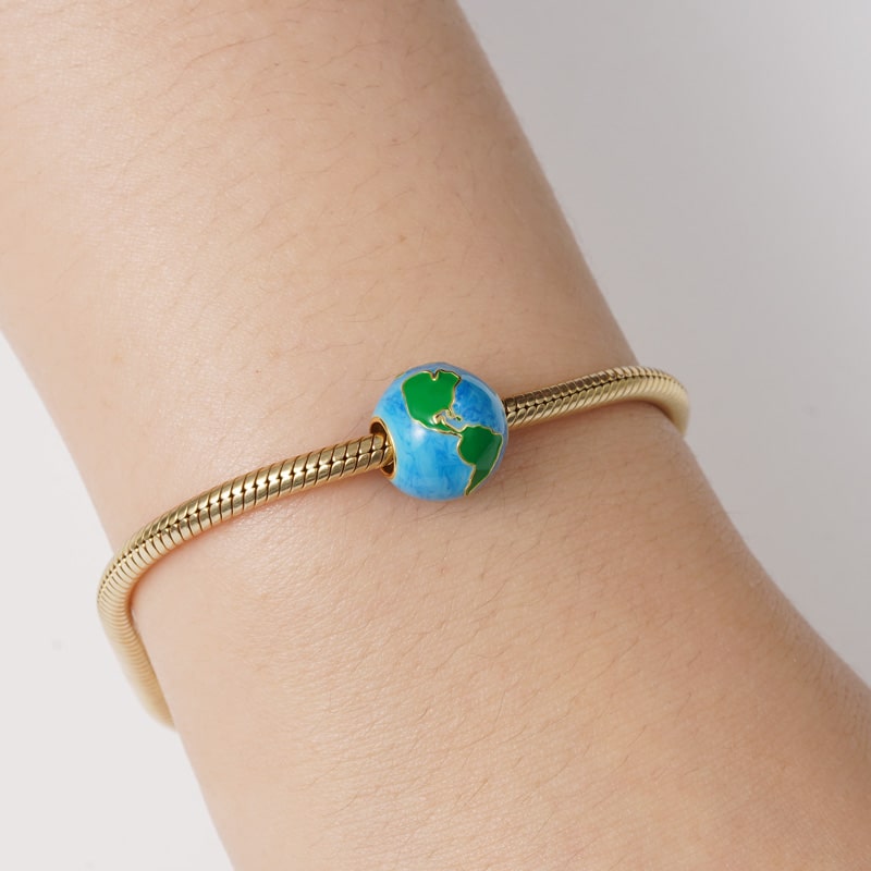 Earth Charm Bead Sterling Silver 18K Gold Plated_4