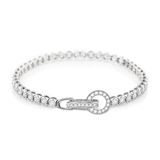 Round Buckle Tennis Bracelet with CZ Stones Sterling Silver_1