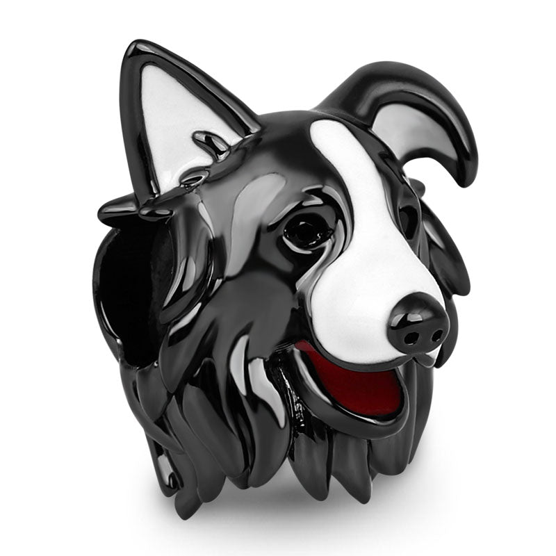 Gnoce Black White Border Collie Dog Charm_2