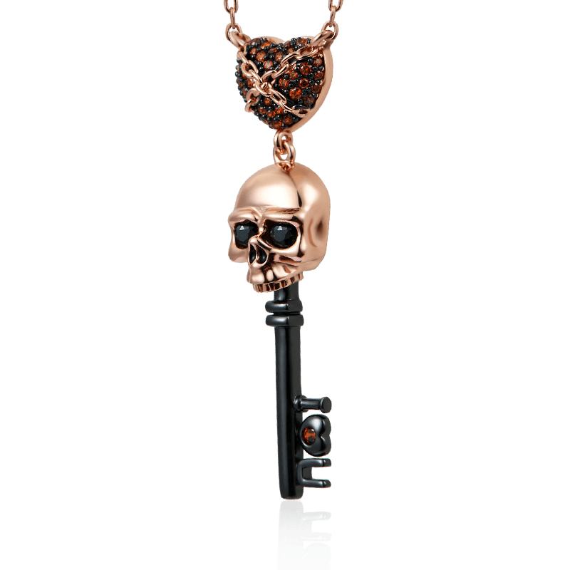 Gnoce Skull Key Rose Gold Plated Necklace_2