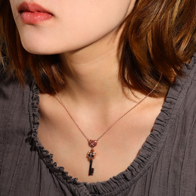 Gnoce Skull Key Rose Gold Plated Necklace_3