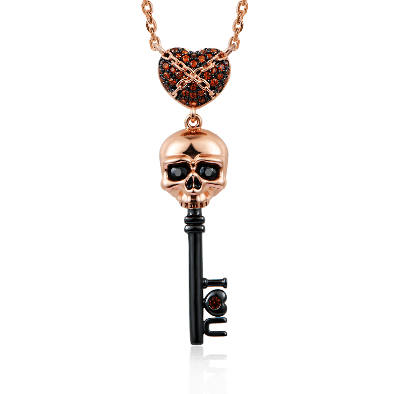 Gnoce Skull Key Rose Gold Plated Necklace_1