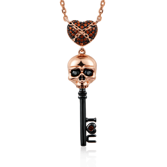 Gnoce Skull Key Rose Gold Plated Necklace_1