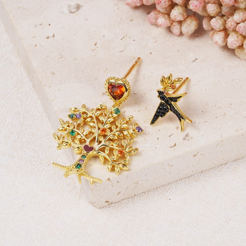 Gnoce Tree of Life & Swallow Earrings_2