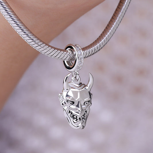 Gnoce "Reveal Your Mask" S925 Sterling Silver Hannya Mask Charm Pendant With CZ Stones_3